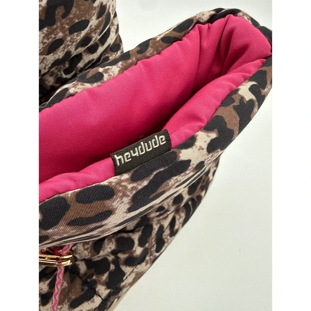 Hey Dude Girls Size 1 Margot Youth Eco Leopard Nut Animal Print bungee NWT